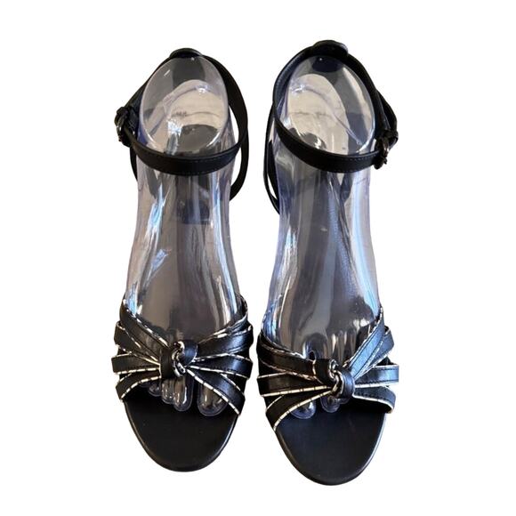 Coach Meg Matte Calf/Land Snake Heels Black-White size 8.5 kitten heel - Picture 1 of 10